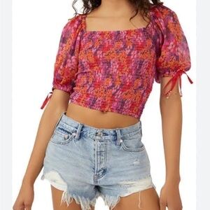 Free People Back On Top Cropped Blouse Size Large